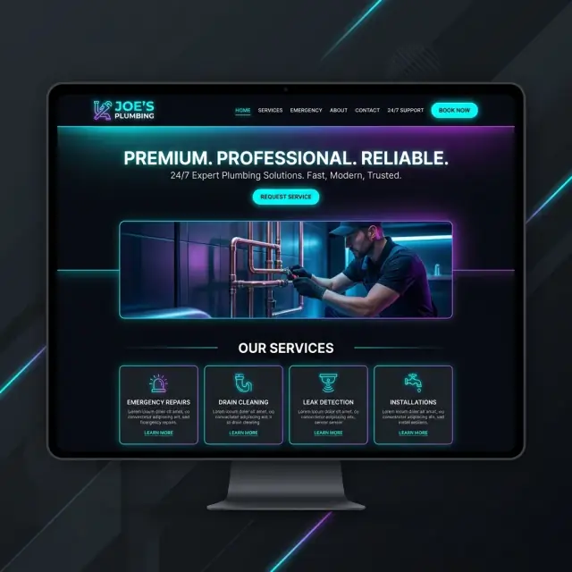Premium dark plumbing website design by St. Catharines Digital